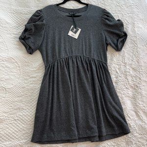 NWT-VERY J - Charcoal Ribbed Puff Sleeve Dress - Size XL